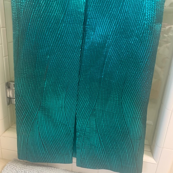 Rickie Freeman for Teri Jon Metallic Jacquard Off the Shoulder gown - Picture 2 of 9